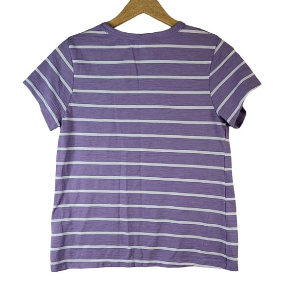 2/$15 Time And Tru Top Purple Size 4 Small Short Sleeve White Stripe Crew Neck - Picture 5 of 7
